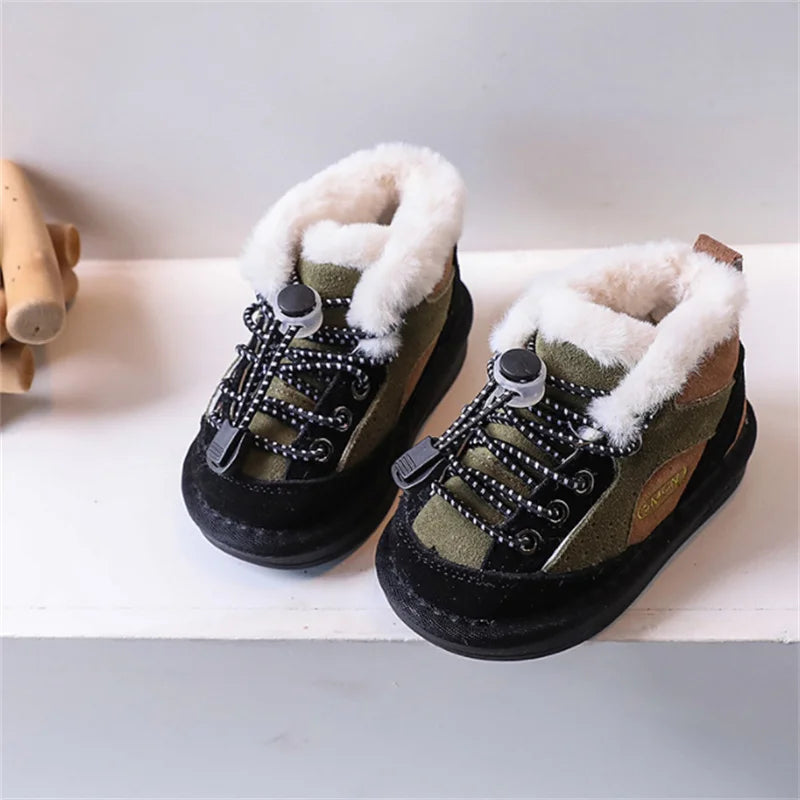 Kid's Leather Round Toe Buckle Strap Closure Casual Wear Shoes