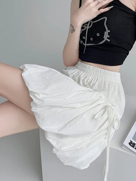 Women's Polyester Elastic High Waist Pleated Pattern Casual Skirts