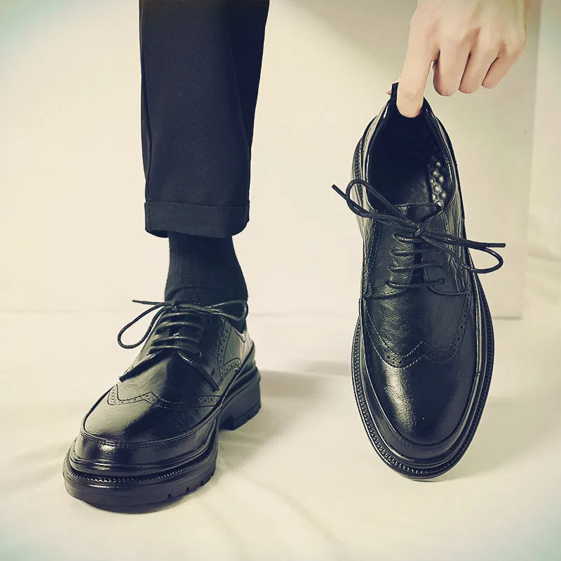 Men's Microfiber Pointed Toe Lace-up Closure Luxury Wedding Shoes