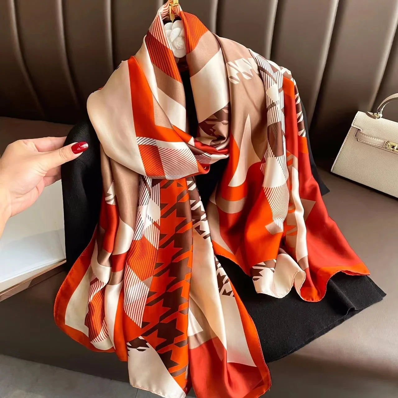 Women's Silk Neck Wrap Printed Pattern Trendy Beach Scarves