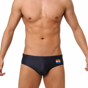 Men's Polyester Elastic Waist Closure Quick-Dry Swimwear Brief