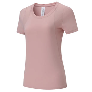 Women's Polyester O-Neck Short Sleeves Breathable Workout Top