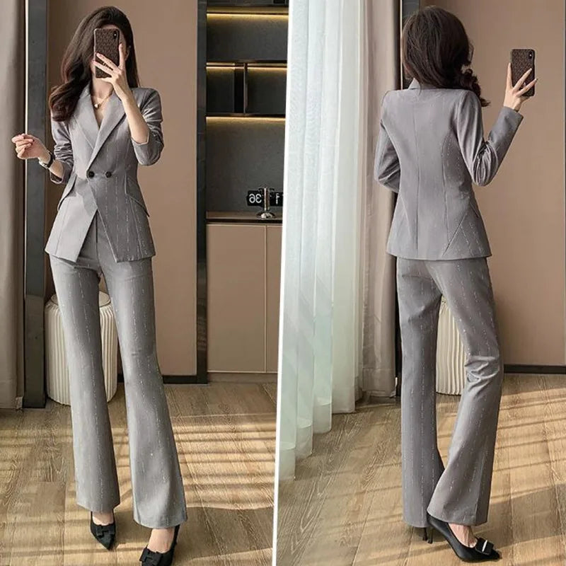 Women's Notched Collar Long Sleeve Hidden Breasted Casual Blazer