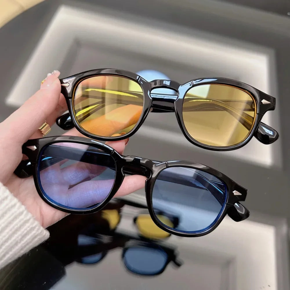 Women's Plastic Frame Acrylic Lens Round Shape Vintage Sunglasses