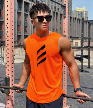 Men's Polyester Sleeveless Pullover Closure Sportswear T-Shirt