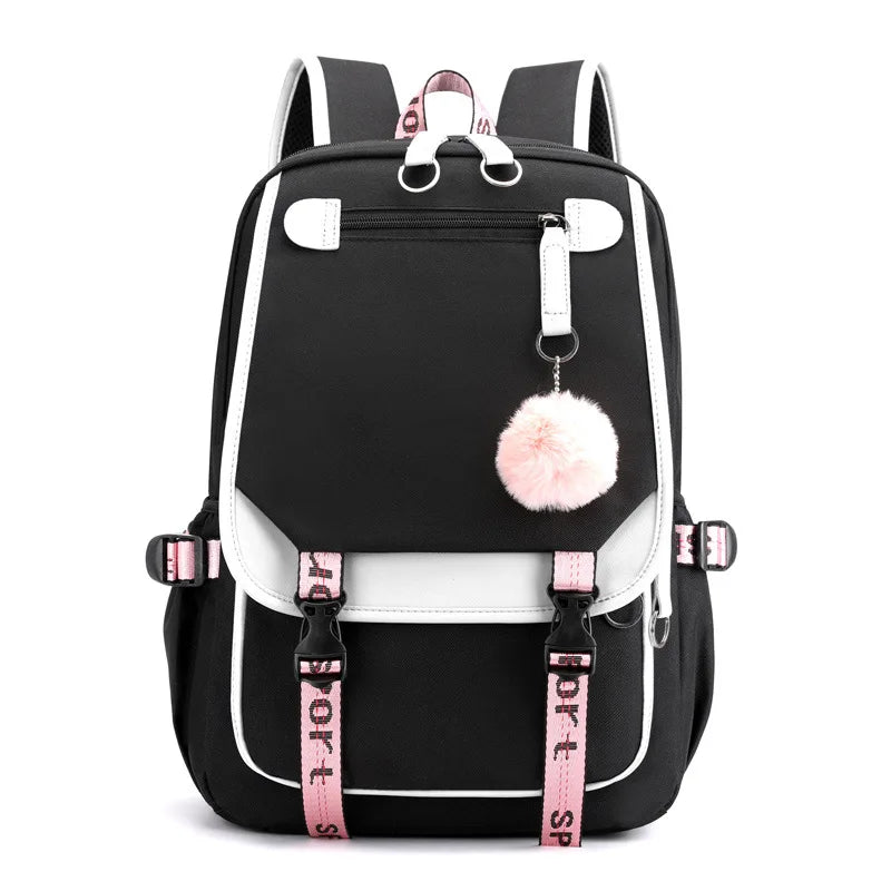 Kid's Polyester Zipper Closure Letter Pattern School Backpack