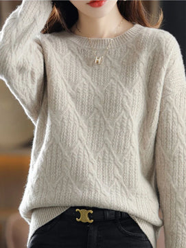 Women's Acrylic O-Neck Full Sleeves Knitted Pullover Sweater