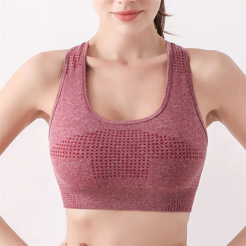 Women's Nylon Sleeveless Shockproof Fitness Yoga Workout Crop Top