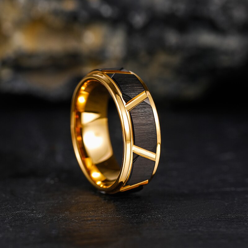 Men's Metal Tungsten Round Shaped Trendy Engagement Party Ring