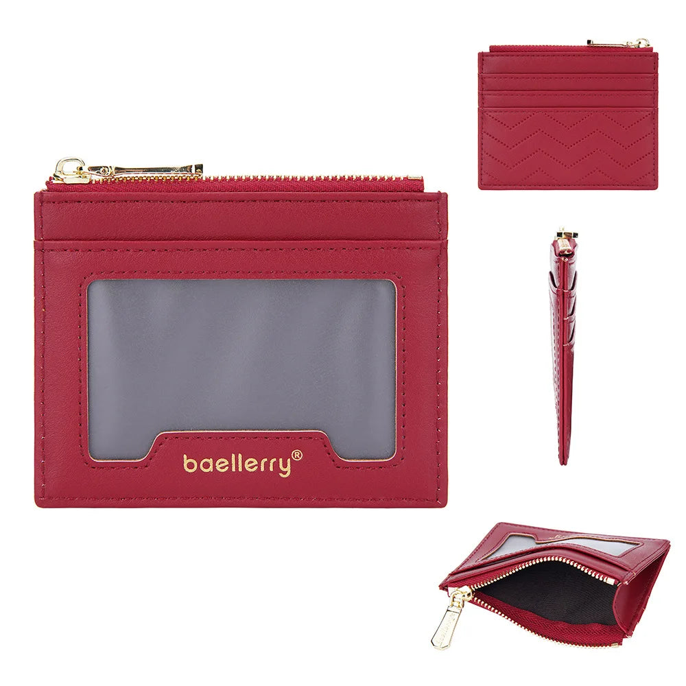 Men's PU Leather Zipper Solid Pattern Card Holder Trendy Wallets