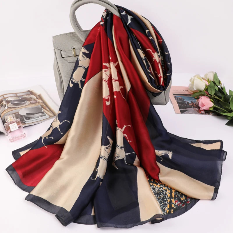 Women's Silk Neck Wrap Printed Pattern Trendy Beach Scarves