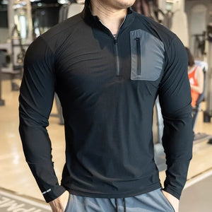 Men's Polyester Long Sleeve Pullover Closure Casual T-Shirt