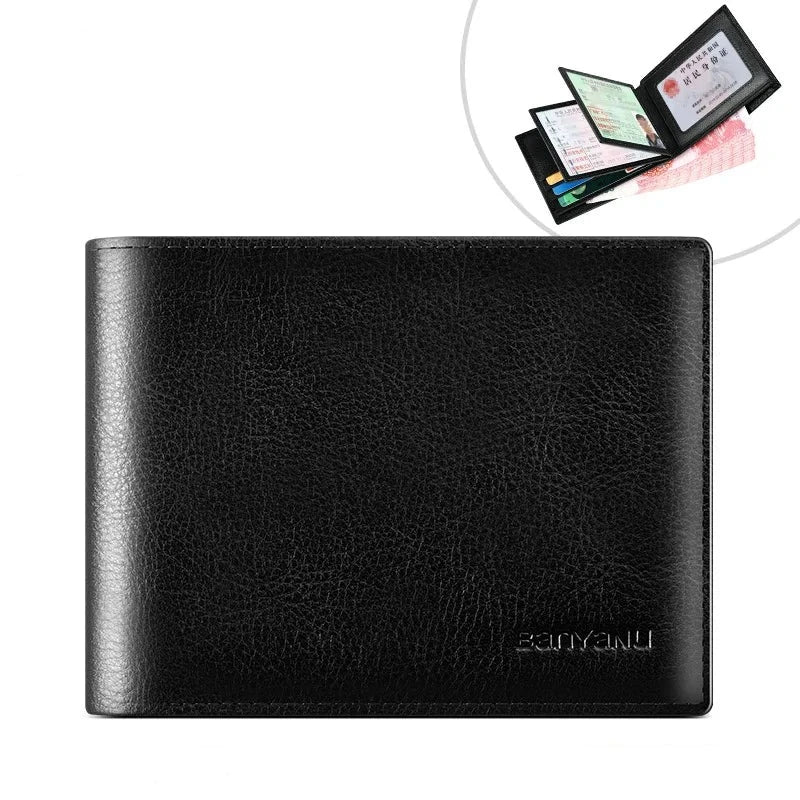 Men's Genuine Leather Letter Pattern Card Holder Trendy Wallet