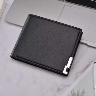 Men's PU Leather Solid Pattern Card Holder Mini Trendy Wallets