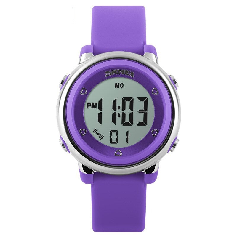 Kid's Alloy Case Buckle Clasp Digital Waterproof Round Watches