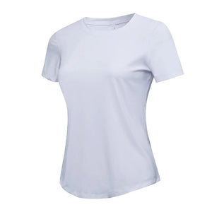 Women's Polyester Short Sleeve Breathable Plain Pattern Yoga Shirt