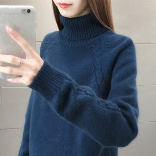 Women's Acrylic Turtleneck Full Sleeves Casual Pullover Sweater