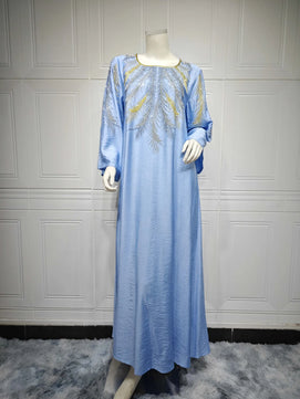 Women's Arabian Polyester Full Sleeve Embroidery Pattern Dress