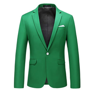 Men's Polyester Notched Collar Long Sleeve Single Button Blazers