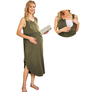 Women's Spandex Sleeveless Breastfeeding Solid Maternity Dress