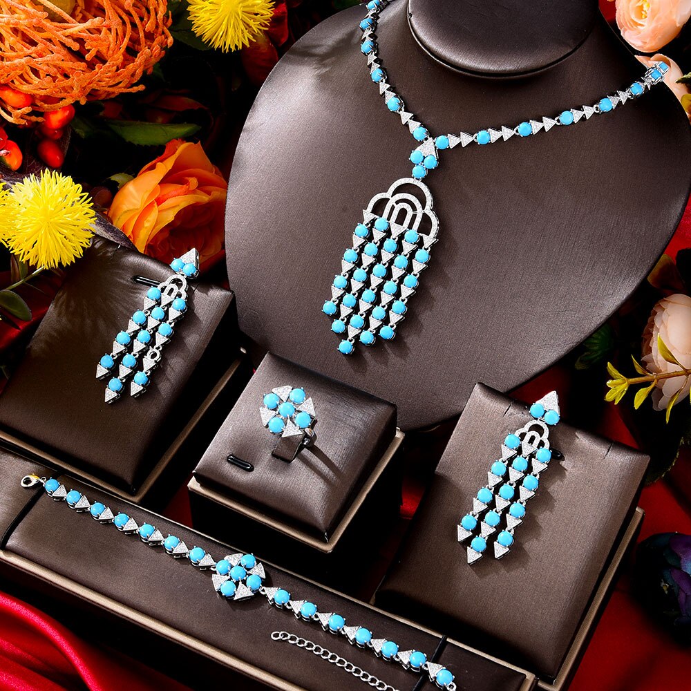 Women's Copper Cubic Zirconia Trendy Bridal Wedding Jewelry Set