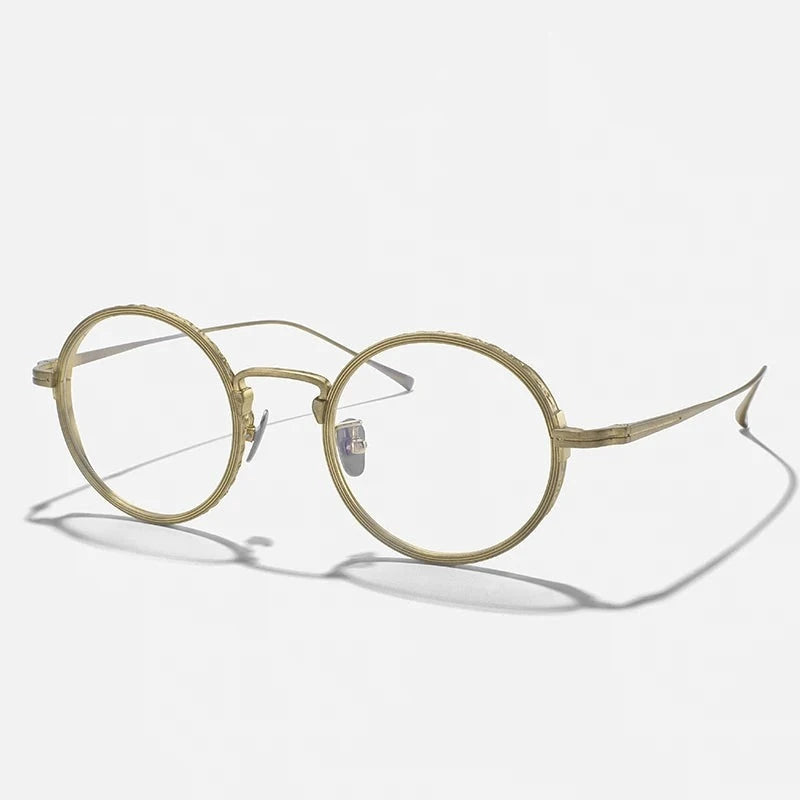 Men's Titanium Alloy Frame Full-Rim Round Shaped Trendy Glasses