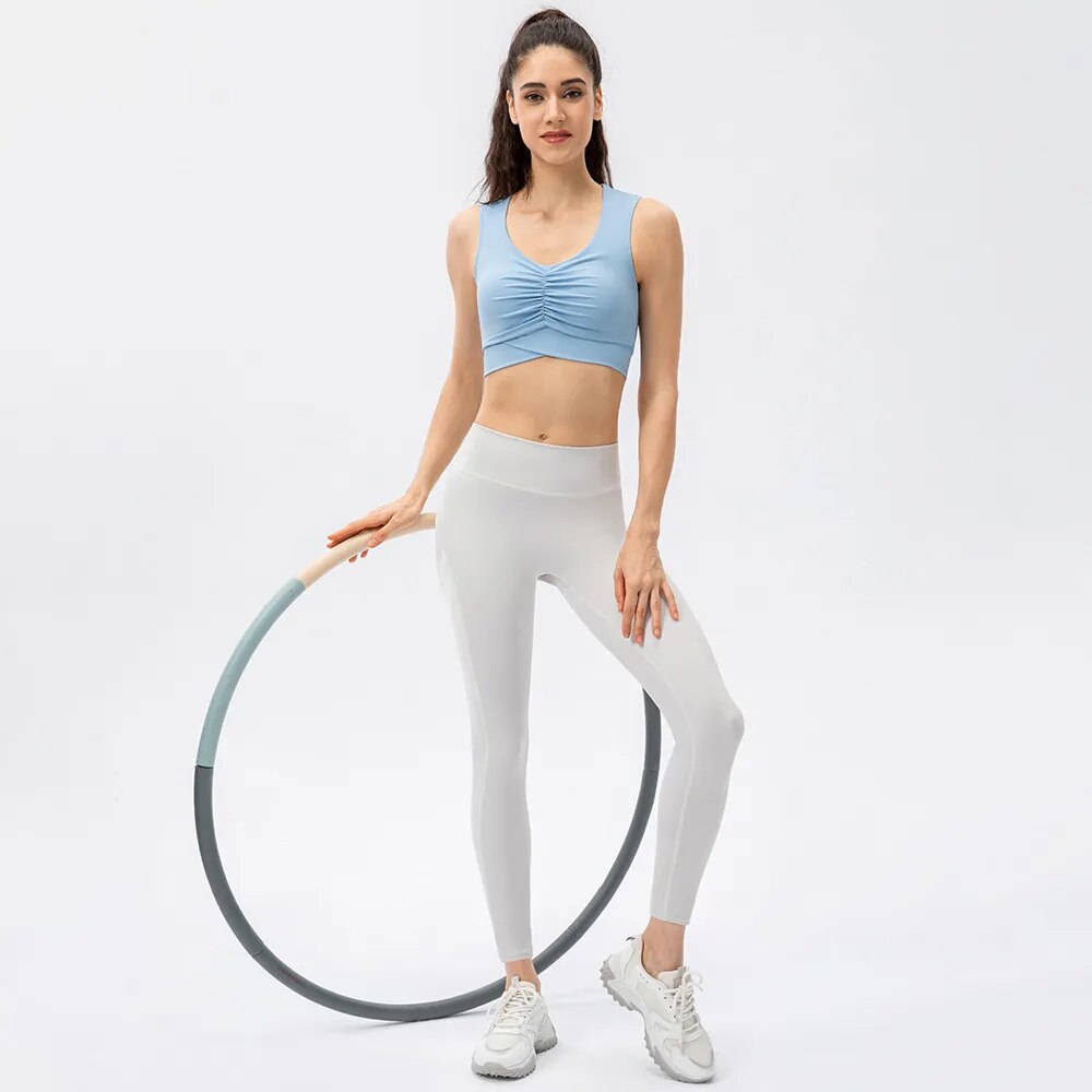 Women's V-Neck Spandex Shockproof Quick-Dry Yoga Crop Top