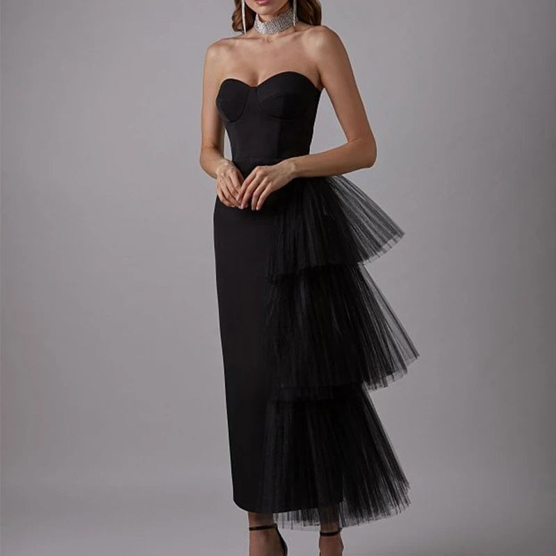 Women's Polyester Sweetheart-Neck Sleeveless Party Wear Dress