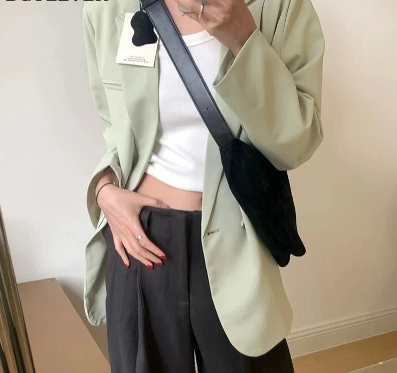 Women's Cotton Notched Long Sleeves Double Breasted Blazer