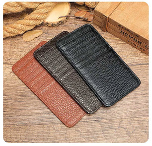 Women's Genuine Leather Solid Pattern Card Holder Mini Wallets