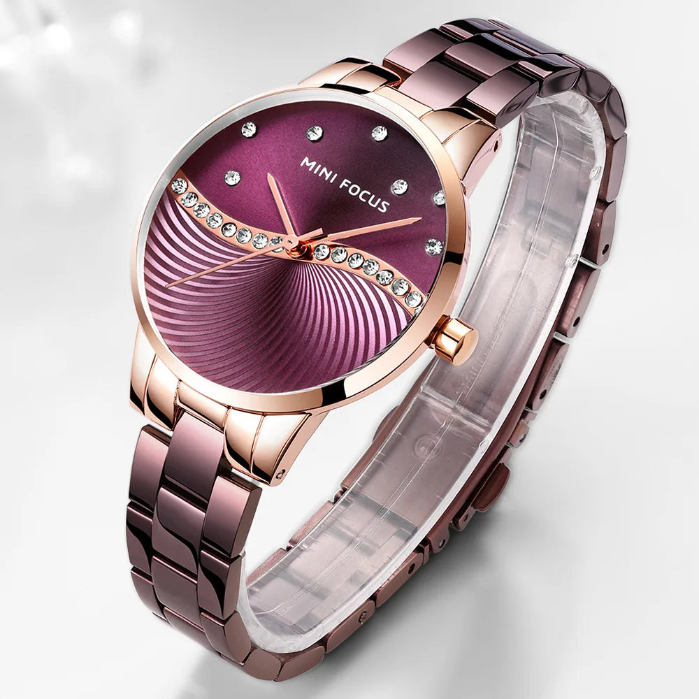 Women's Stainless Steel Round Shaped Waterproof Luxury Watch