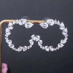 Women's Copper Cubic Zirconia Bridal Wedding Trendy Stud Earrings