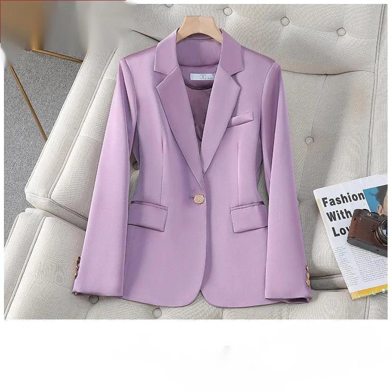 Women's Cotton Notched Long Sleeves Single Breasted Trendy Blazer