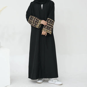 Women's Arabian Polyester Full Sleeves Embroidery Casual Abaya