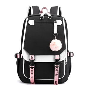 Kid's Nylon Zipper Closure Mixed Colors Trendy School Backpack