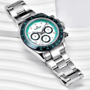 Men's Stainless Steel  Folding Clasp Round Waterproof Watches