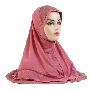 Women's Arabian Polyester Headwear Plain Pattern Casual Hijabs