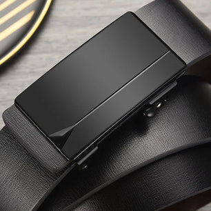 Men's Split Leather Automatic Buckle Plain Pattern Casual Belts