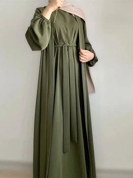 Women's Arabian Polyester Full Sleeve Solid Pattern Casual Abaya