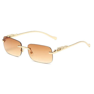 Women's Alloy Frame Rectangle Shape Luxury UV Shades Sunglasses