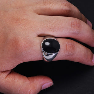 Men's 100% 925 Sterling Silver Agate Geometric Bezel Setting Ring