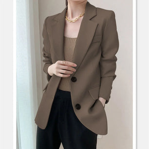 Women's Polyester Notched Full Sleeves Single Breasted Blazer