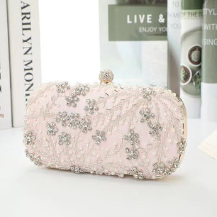 Women's Polyester Hasp Closure Rhinestone Vintage Party Bag