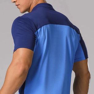 Men's Polyester Short Sleeve Stand Collar Sportswear T-Shirt