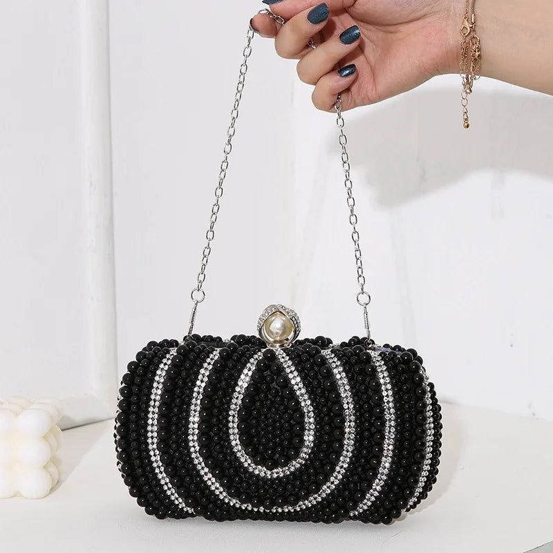 Women's Polyester Hasp Closure Pearl Pattern Vintage Clutch