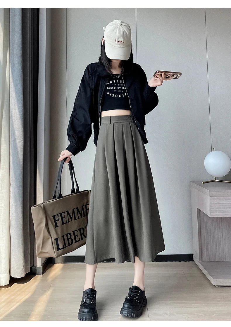 Women's Polyester High Waist Pleated Pattern Casual Wear Skirts