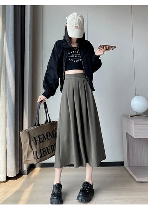Women's Cotton High Waist Solid Pattern Casual Wear Slim Skirts