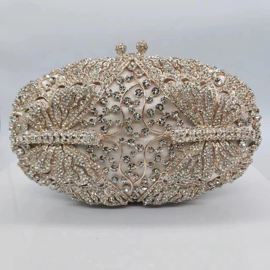 Women's Metallic Hasp Closure Rhinestone Pattern Wedding Clutch