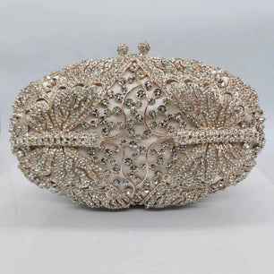 Women's Metallic Hasp Closure Rhinestone Pattern Wedding Clutch