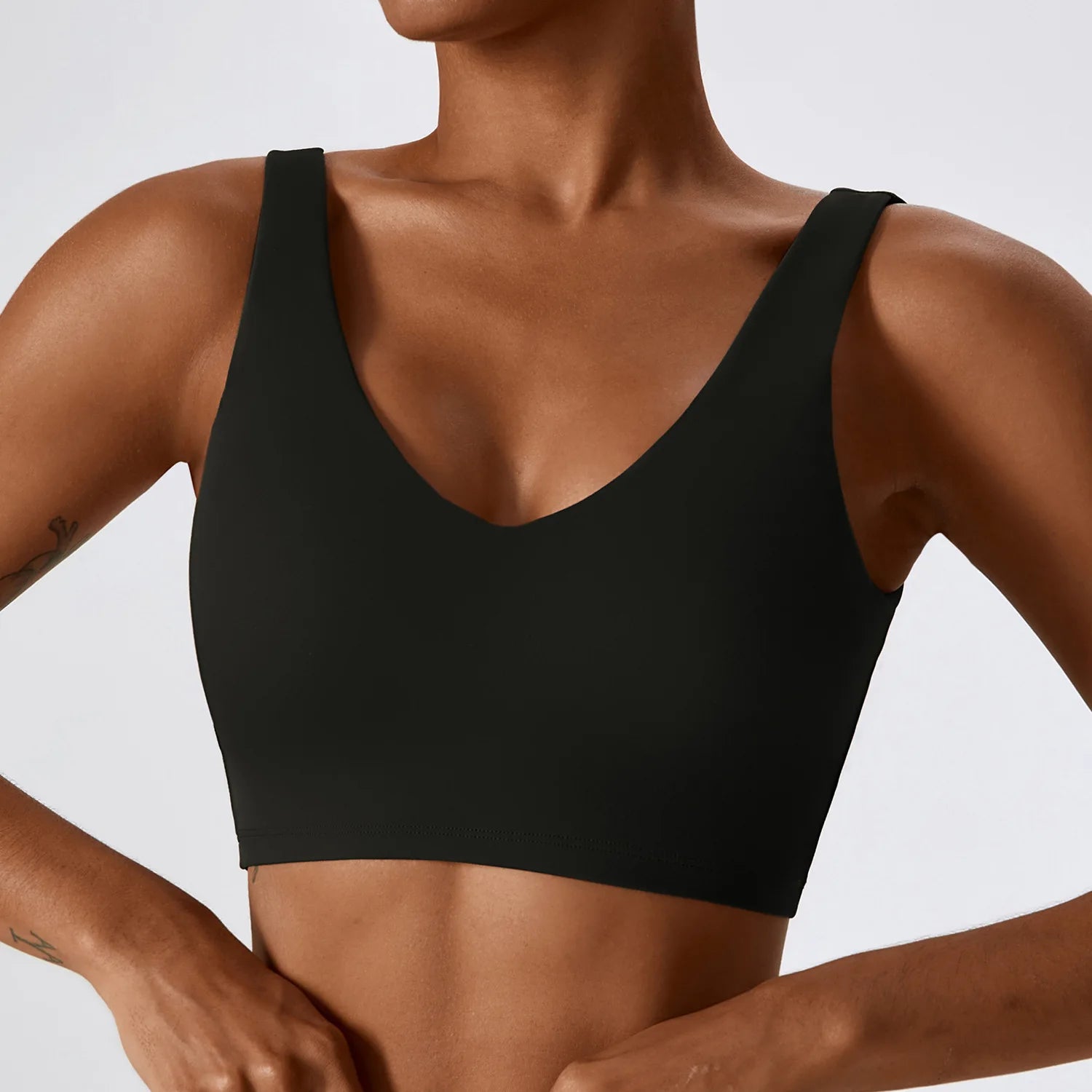 Women's Nylon Sleeveless Breathable Workout Push Up Crop Top